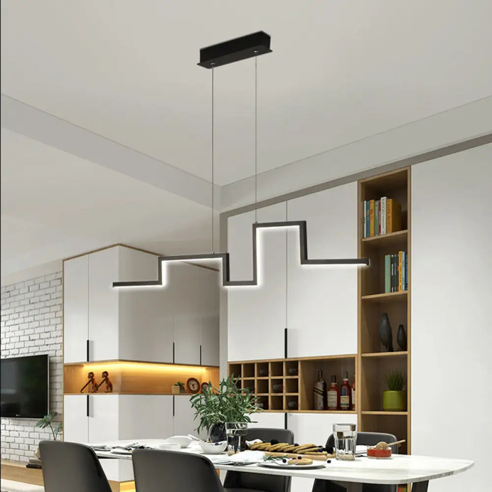 31.5/39 Linear Kitchen Island Led Pendant Light - Minimalistic Metal Design In Black/Grey Warm/White