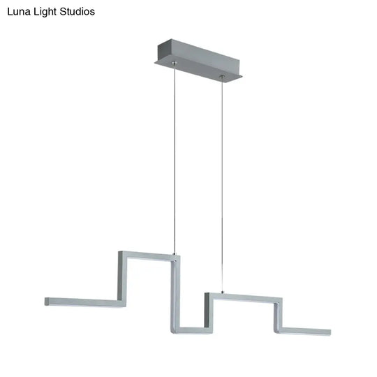 31.5/39 Linear Kitchen Island Led Pendant Light - Minimalistic Metal Design In Black/Grey Warm/White