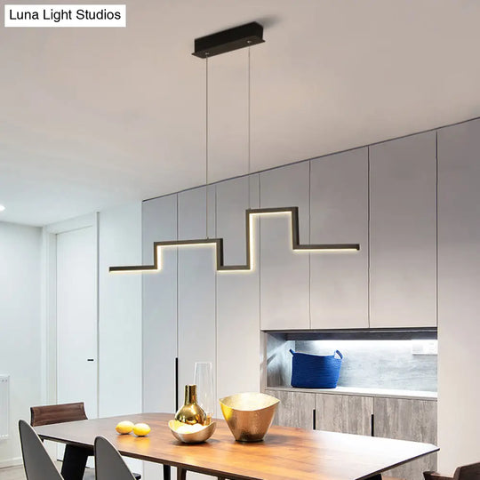 31.5/39 Linear Kitchen Island Led Pendant Light - Minimalistic Metal Design In Black/Grey Warm/White