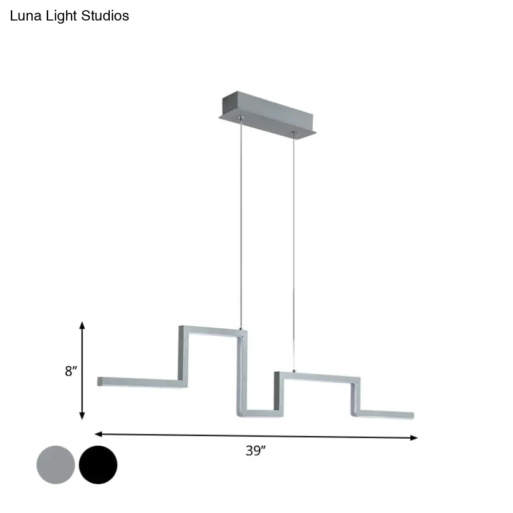 31.5/39 Linear Kitchen Island Led Pendant Light - Minimalistic Metal Design In Black/Grey Warm/White