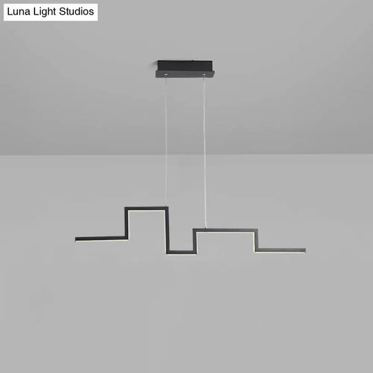 31.5/39 Linear Kitchen Island Led Pendant Light - Minimalistic Metal Design In Black/Grey Warm/White