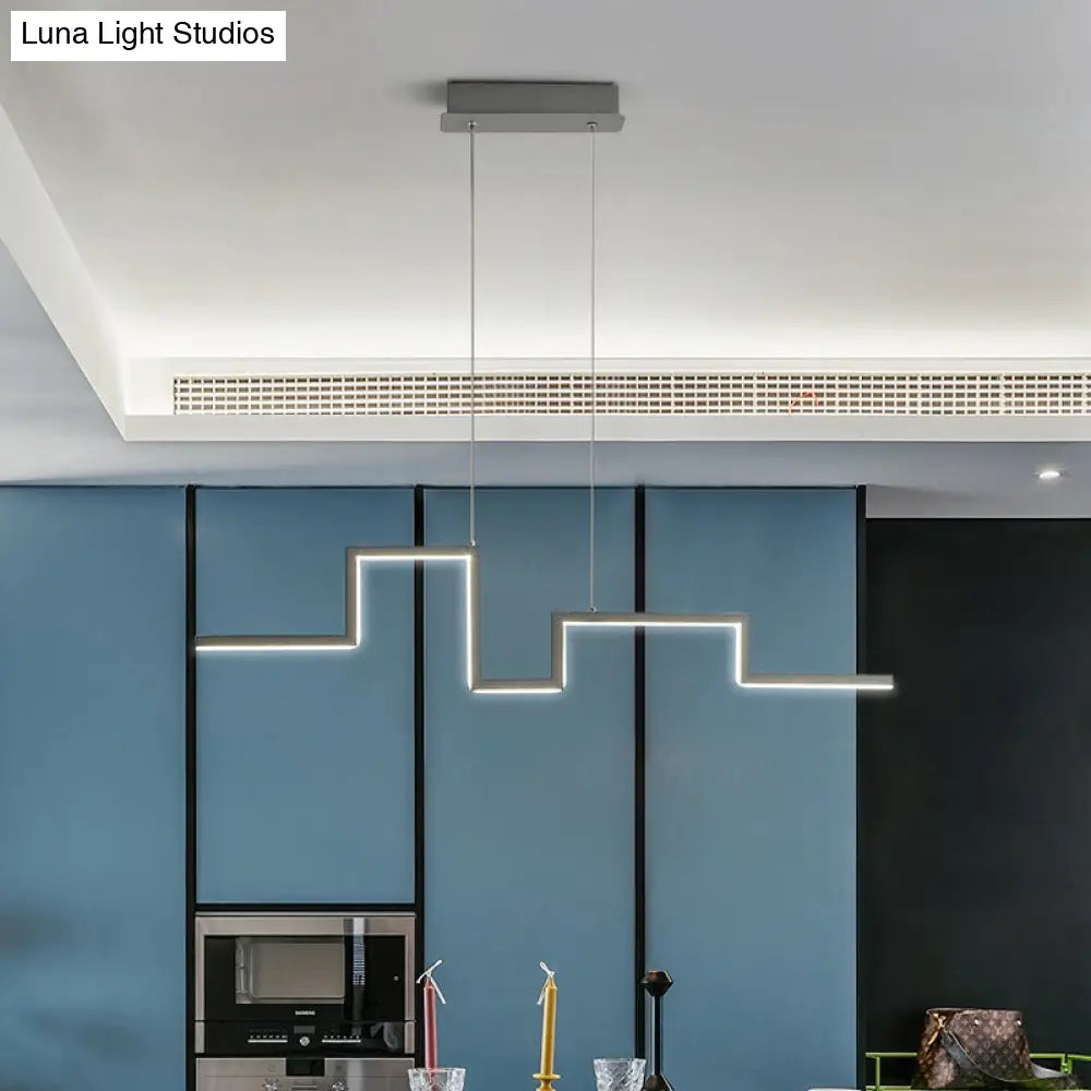 31.5/39 Linear Kitchen Island Led Pendant Light - Minimalistic Metal Design In Black/Grey Warm/White