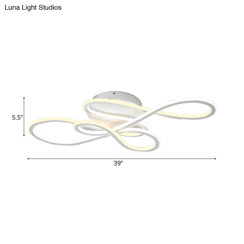 31.5/39 Modern Acrylic Led Semi-Flush Ceiling Light - Twisted Design Warm/White For Living Room