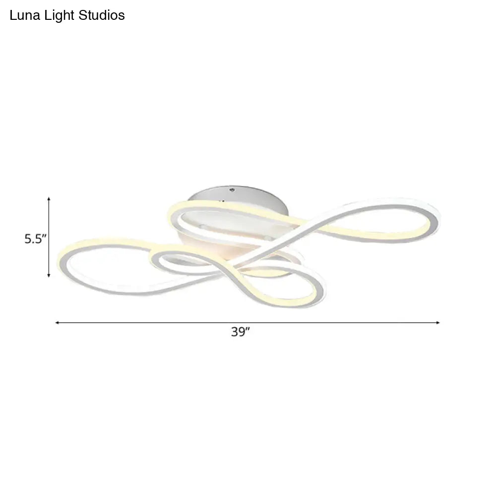 31.5’/39’ Modern Acrylic Led Semi - Flush Ceiling Light - Twisted Design Warm/White For Living Room