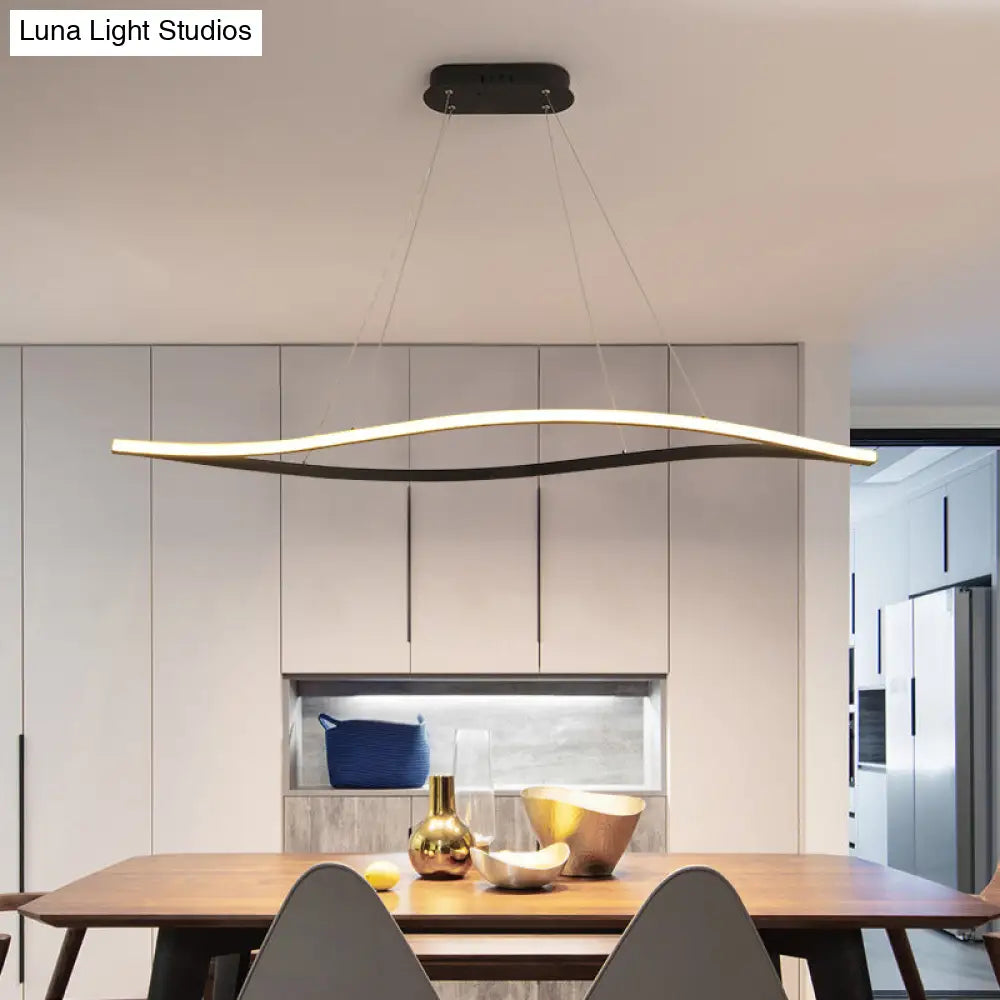 31.5/39 Simple Led Island Lamp With Black Leaf Frame - Ceiling Hang Fixture In Warm/White Light