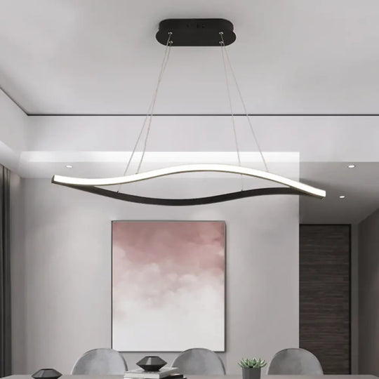 31.5/39 Simple Led Island Lamp With Black Leaf Frame - Ceiling Hang Fixture In Warm/White Light /