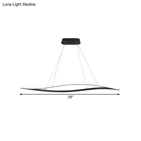 31.5/39 Simple Led Island Lamp With Black Leaf Frame - Ceiling Hang Fixture In Warm/White Light