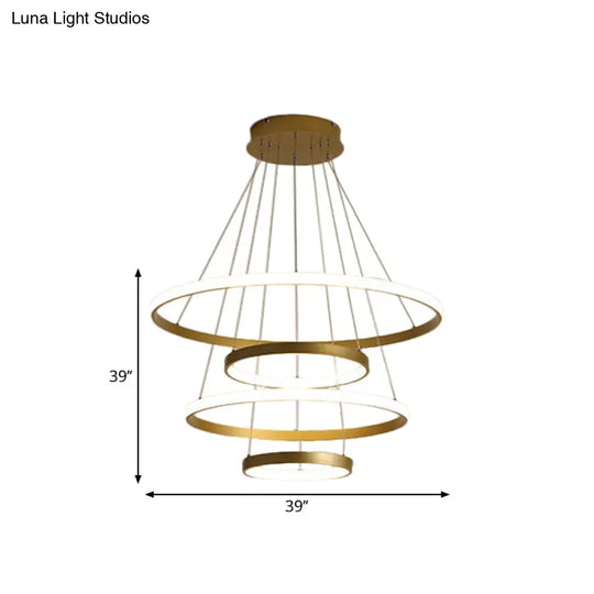 31.5/39 Wide 4-Tier Gold Led Pendant Chandelier - Modern Living Room Hanging Lamp