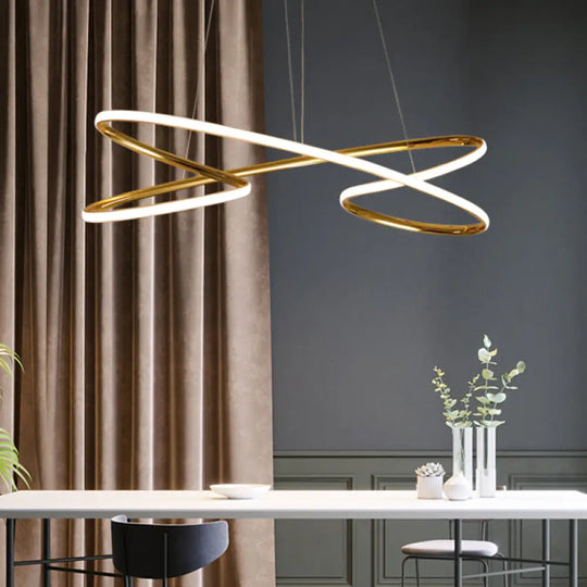 31.5’’ / 39’’ Wide Twist Acrylic Chandelier Led Pendant Light In Chrome/Gold - Warm Lighting Gold