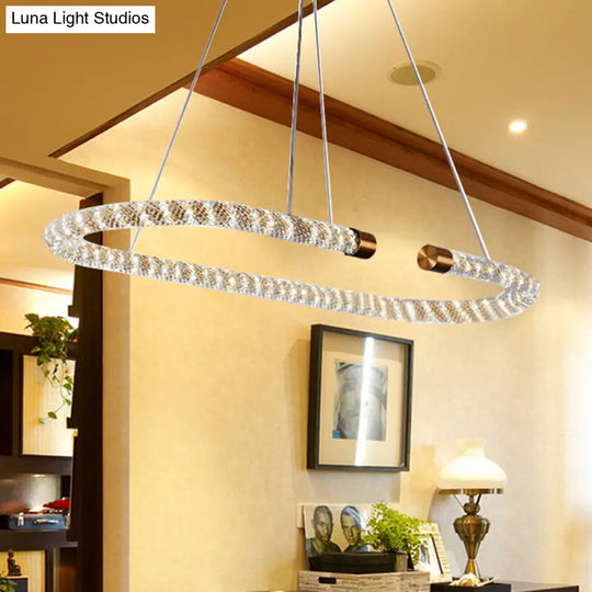 31.5 Wide Led Hanging Pendant Chandelier With Rope Crystal Shade - Golden Kitchen Ceiling Fixture