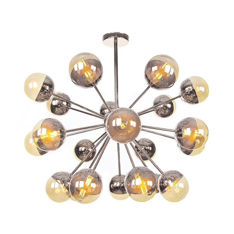 Globe Dining Room Semi Flush Mount Light with White/Clear/Smoke Grey Glass - 9/12/15 Lights - Contemporary Design in Copper/Chrome/Gold