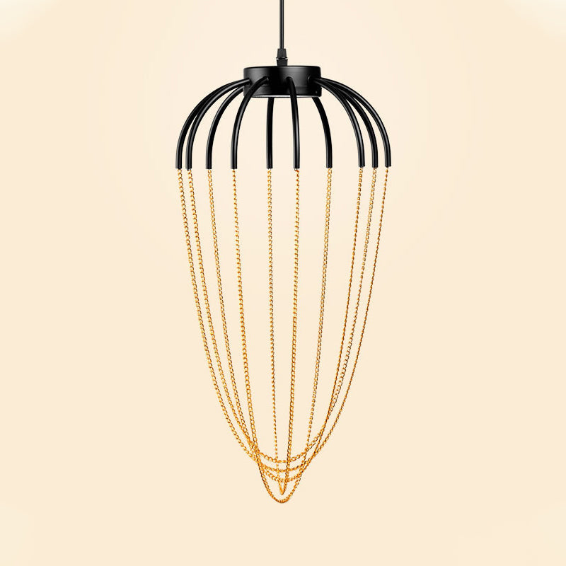 Metal Kitchen Pendant Light - Contemporary 1-Light Fixture In Black/Gold (19/21 W)