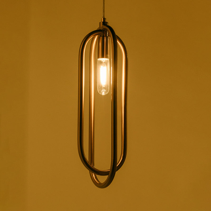 Modern Brass Oval Ring Down Lighting Pendant: 1-Light Metal Suspension for Living Room