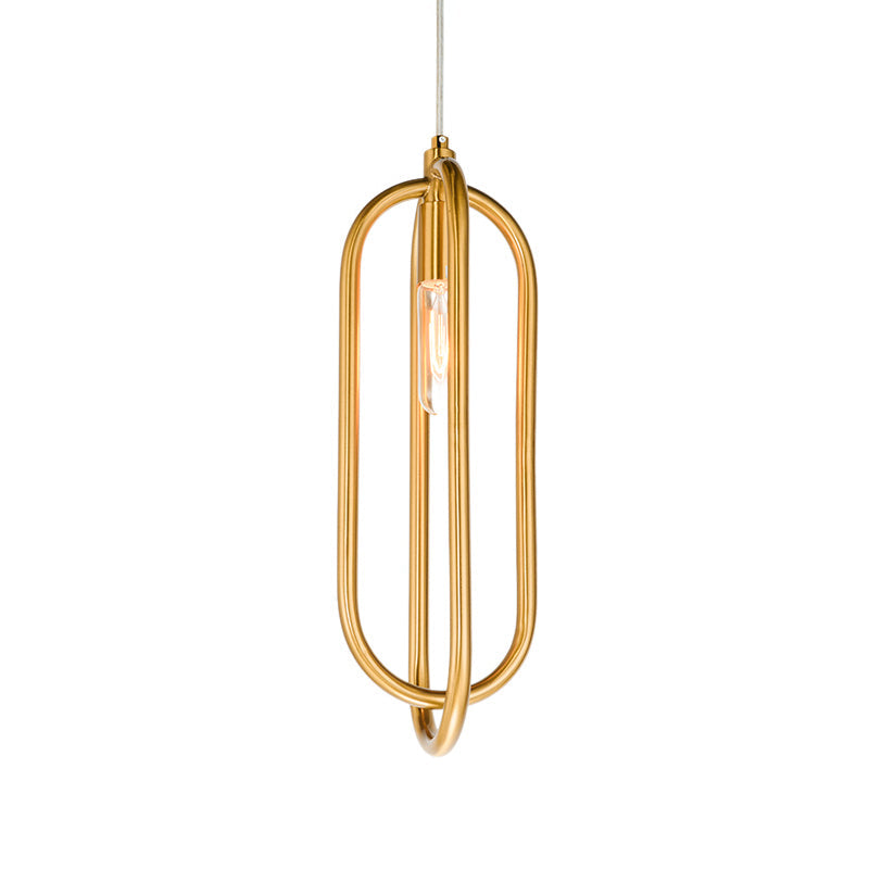 Modern Brass Oval Ring Down Lighting Pendant: 1-Light Metal Suspension for Living Room