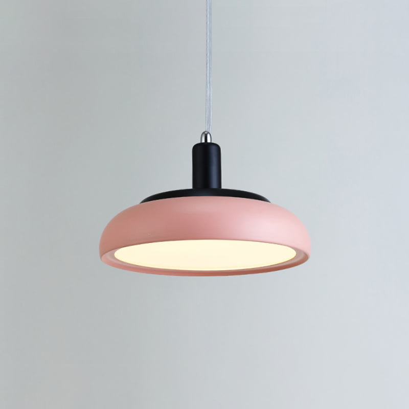 8"/12" Metal Dome Drop Pendant Ceiling Light in Pink - Contemporary Design, 1 Light