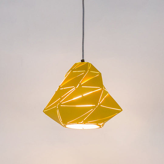 Modern Yellow Geometric Pendant Light For Dining Room - 1-Light Metal Fixture