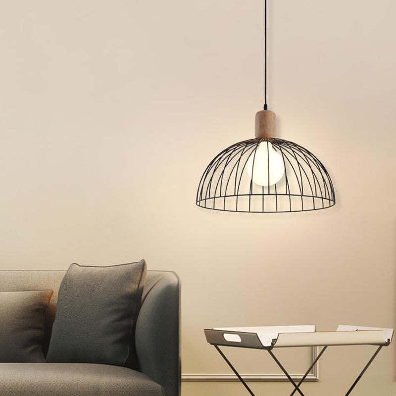 Dome Pendant Light: Minimalist Metal 1 Head Black Design For Living Room
