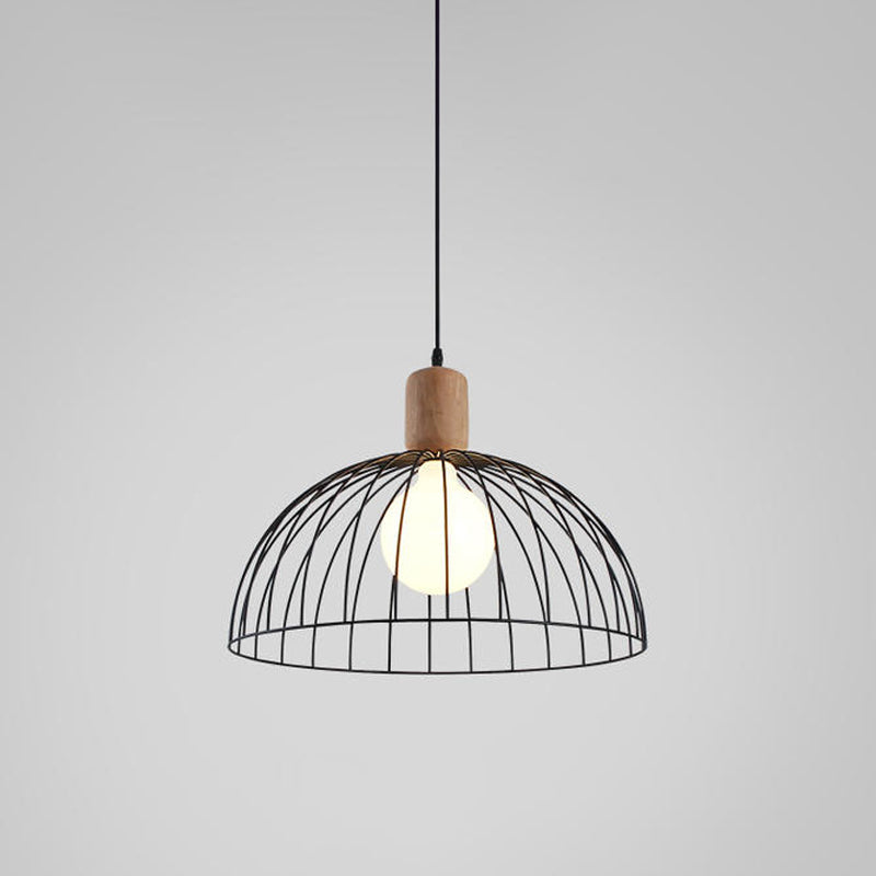 Dome Pendant Lighting - Minimalist Metal Black Pendulum Light for Living Room