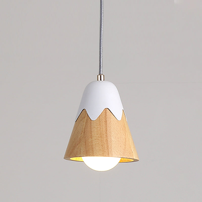 Modernist White Wood Shade Pendant Light - Sleek 1-Head Suspended Lighting Fixture