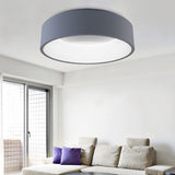 18’/23.5’ Grey Circular Flush Led Ceiling Lamp - Modern Metal Mount Light (White/Warm Light)