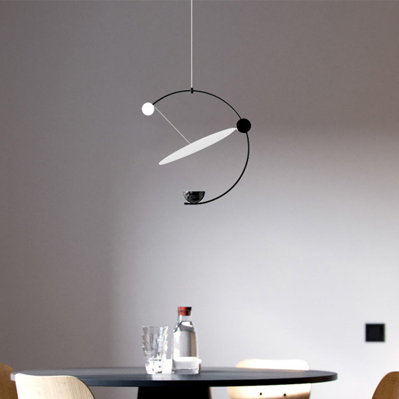Modern Led Black Orbit Pendant Chandelier Minimalist Design Super Thin Acrylic Hanging Light