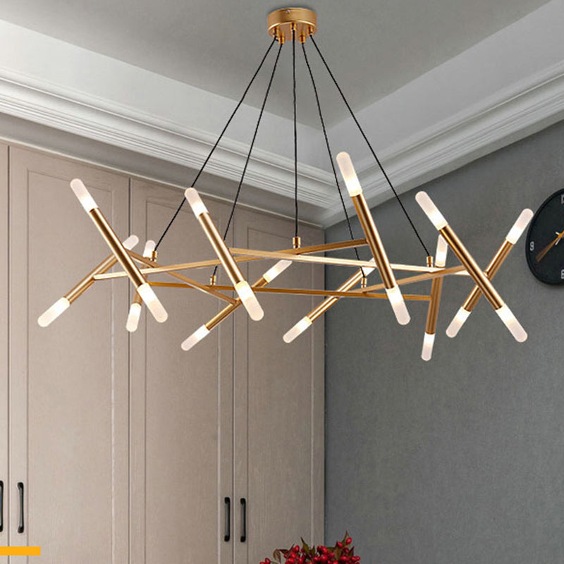 Modern Gold Tubular Acrylic Kitchen Chandelier Stylish Led Ceiling Lamp