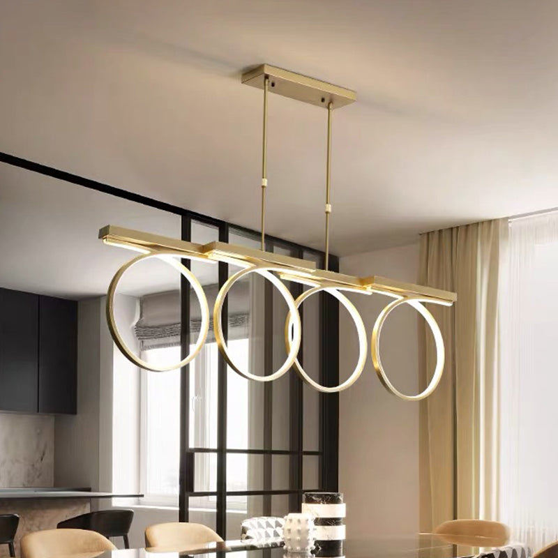 Modern Led Acrylic Chandelier Pendant - Black/Gold Ceiling Lamp Kit With Color-Changing Light