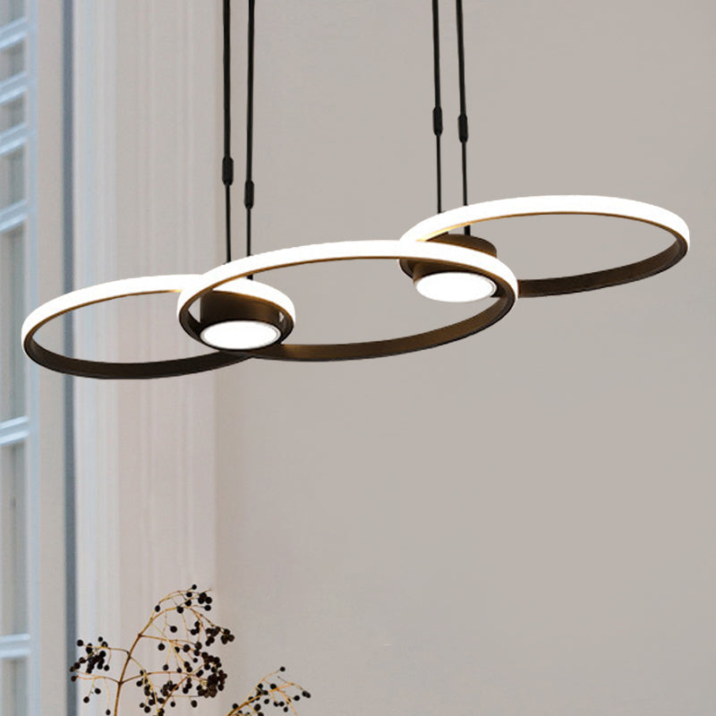 Modern Black/Gold Led Pendant Chandelier - Stylish Metallic Hanging Ceiling Lamp Black / Three Rings