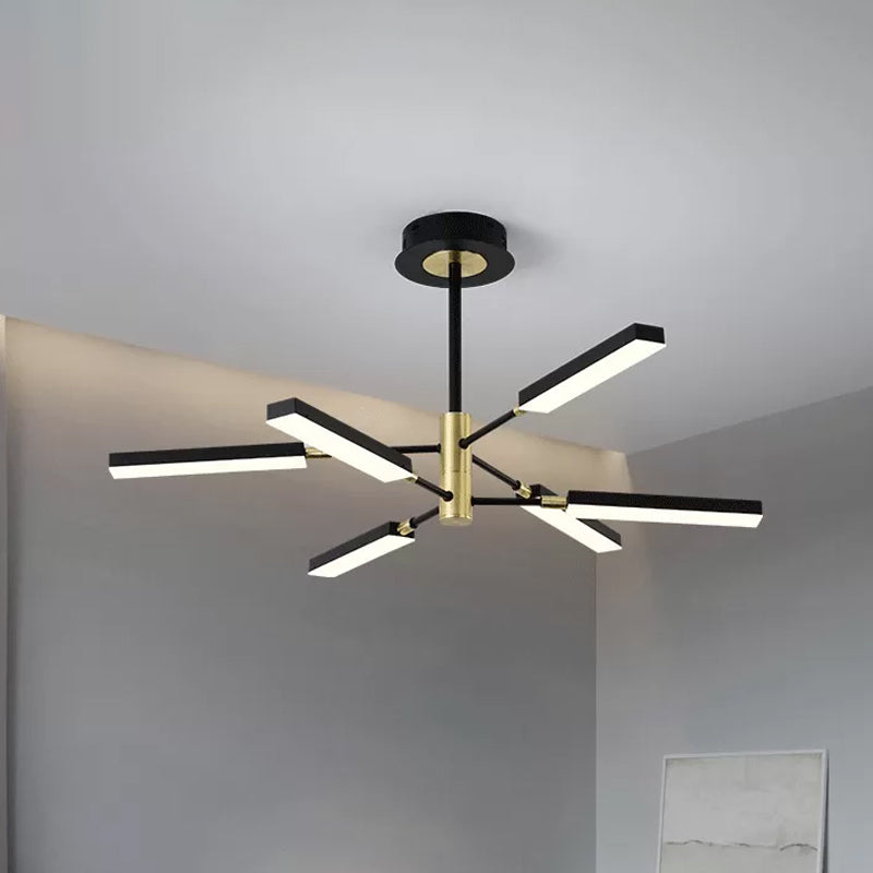 Contemporary Starburst Ceiling Pendant - Acrylic Lights (4/6) Black And Gold/White Gold Chandelier 6