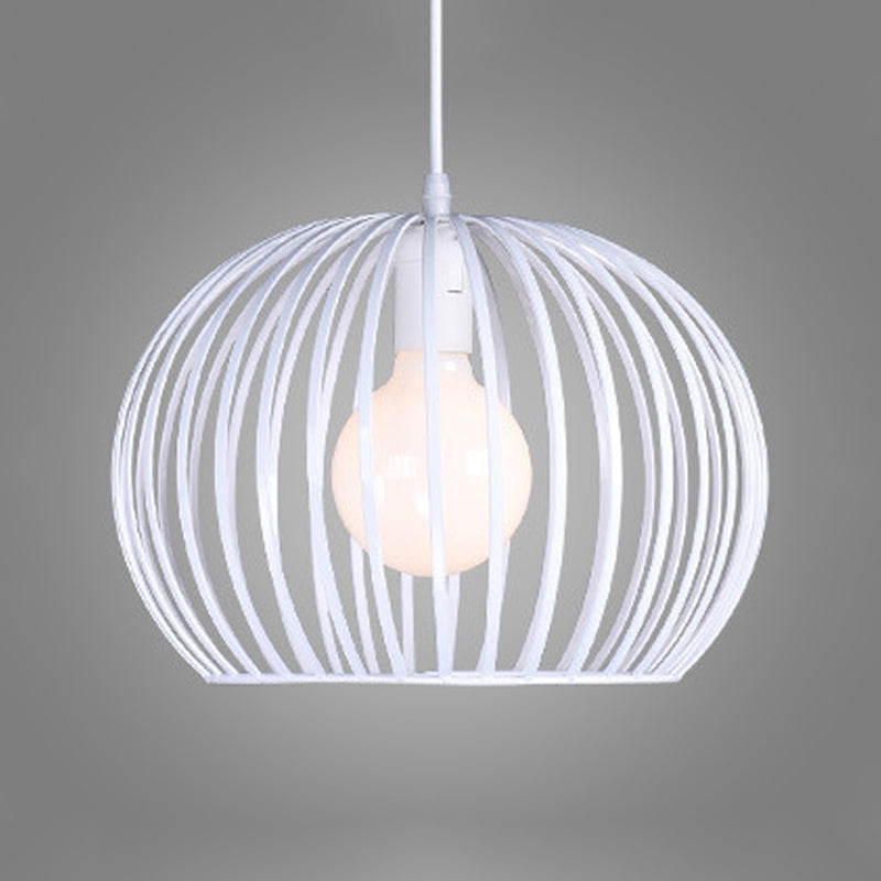 Modern Metal Sphere Pendant Light - 7-14" Diameter, 1-Light, Black/White Ceiling Lamp