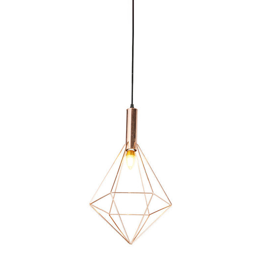 Rose Gold Geometric Pendant Light Kit - Contemporary Metal Hanging Lighting 1 Bulb