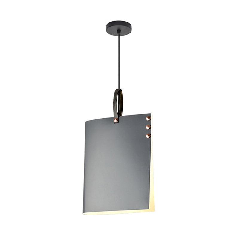 Modern Hanging Light with Metal Shade - Grey Rectangular Suspended Lighting Fixture