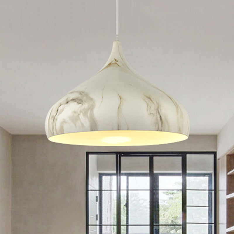 Nordic Metal Dome Down Lighting Ivory Ceiling Hanging Light For Dining Room - 9.5/12.5 Wide / 9.5