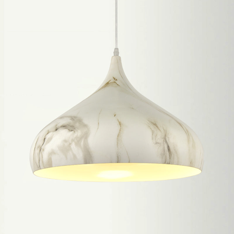 Nordic Metal Dome Down Lighting Ivory Ceiling Hanging Light For Dining Room - 9.5/12.5 Wide