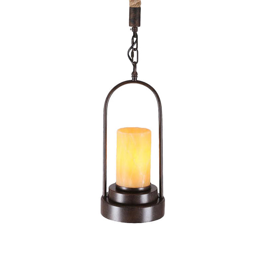 Stylish Farmhouse Cylinder Restaurant Suspension Lighting: Marble 1-Light Bronze/Black Ceiling