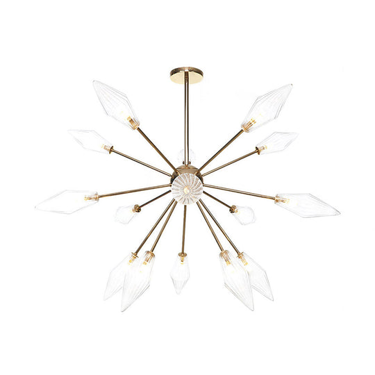 Stylish 9/12/15-Head Diamond Shape Indoor Hanging Chandelier - Amber/Clear Glass Industrial Ceiling
