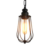 Vintage Black/Rust Pendant Ceiling Lamp With Caged Metal Shade - 1 Light Bedroom Fixture