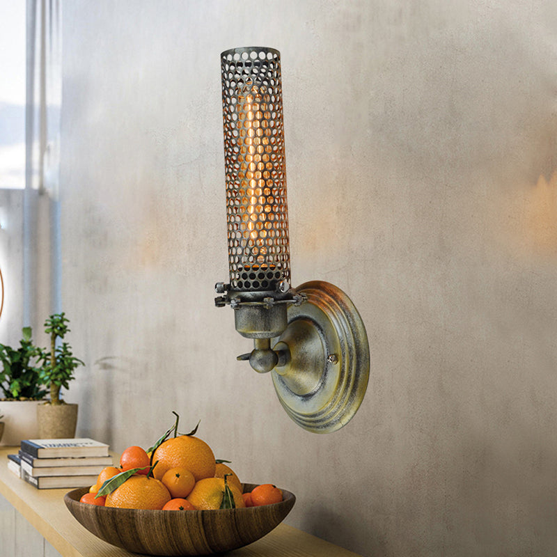 Modern Industrial Bronze Wall Sconce Light With Tube Metal Shade 1 /