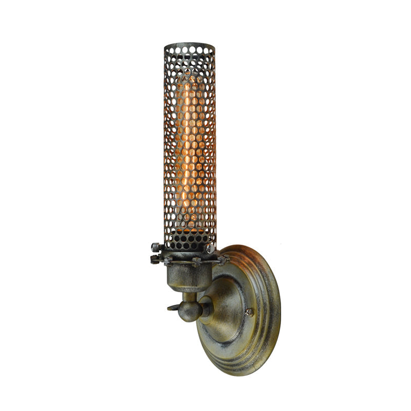 Modern Industrial Bronze Wall Sconce Light With Tube Metal Shade