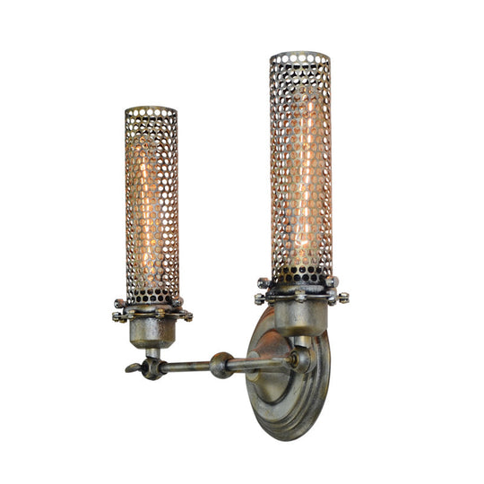Modern Industrial Bronze Wall Sconce Light With Tube Metal Shade