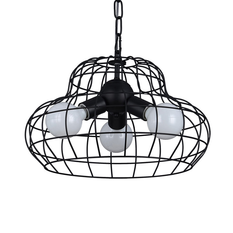 Vintage Metal Black Chandelier Pendant Lamp - 3 Lights for Living Room Lighting