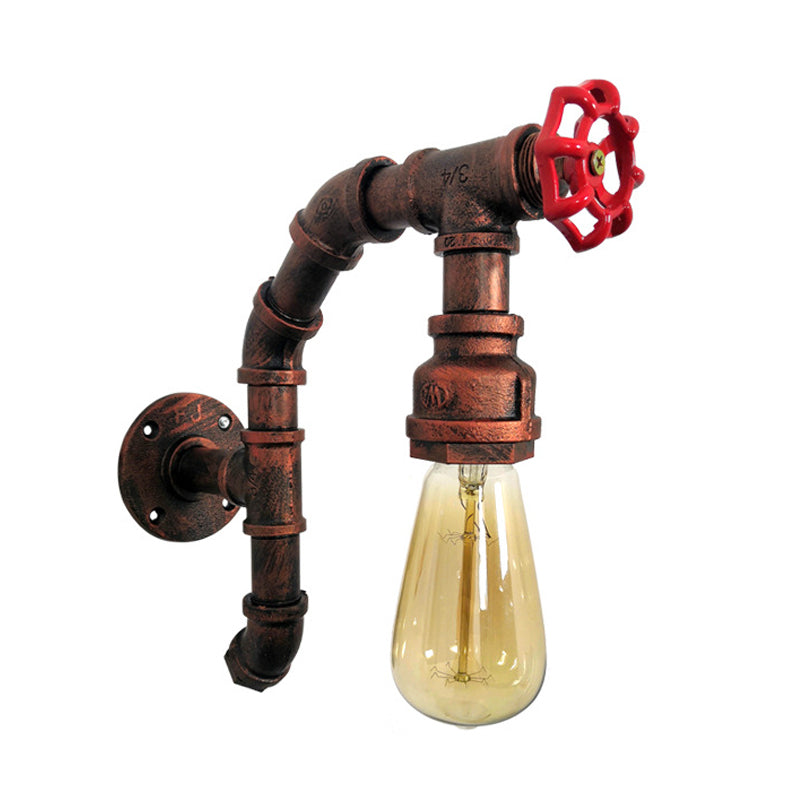 Bare Bulb Wall Sconce: Vintage Metal Pipe Light For Dining Room In Aged Silver/Copper Weathered