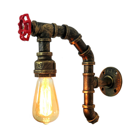 Bare Bulb Wall Sconce: Vintage Metal Pipe Light For Dining Room In Aged Silver/Copper Antique Brass