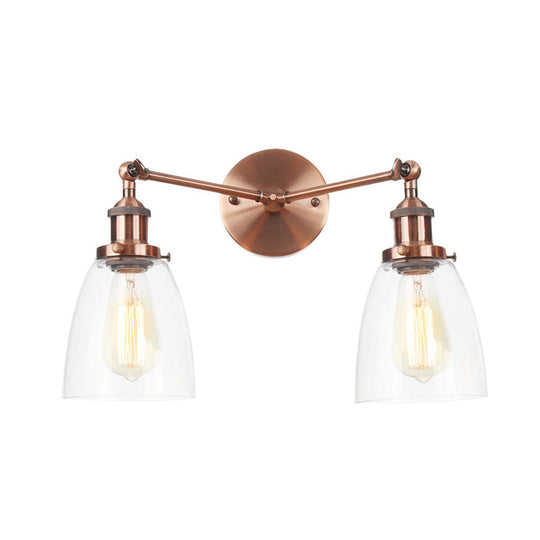 Modern Tapered Glass Wall Lamp - 2-Light Industrial Sconce Lighting In Black/Bronze/Brass