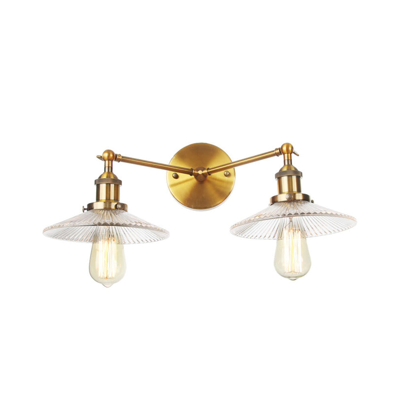Clear Glass Wall Sconce With 2 Lights In Bronze/Brass/Chrome Finish - Perfect For Indoor Lighting