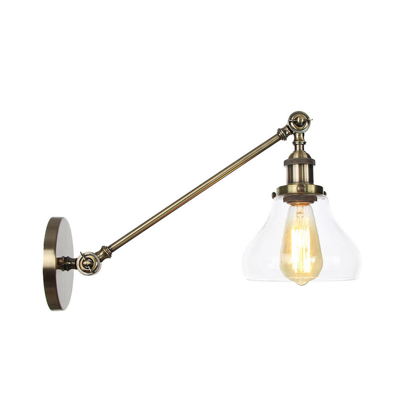 Farmhouse Indoor Sconce With Clear Glass Shade And Adjustable Arm Length