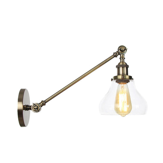 Farmhouse Indoor Sconce With Clear Glass Shade And Adjustable Arm Length