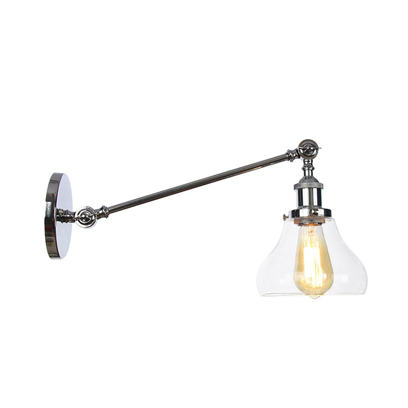 Farmhouse Indoor Sconce With Clear Glass Shade And Adjustable Arm Length