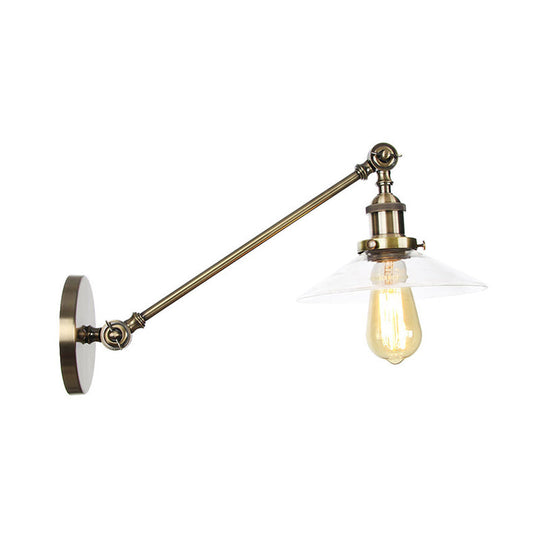 Vintage Black/Brass/Bronze Cone Glass Sconce Light - 8/12 Arm