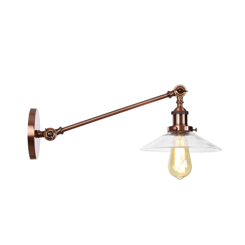 Vintage Black/Brass/Bronze Cone Glass Sconce Light - 8/12 Arm
